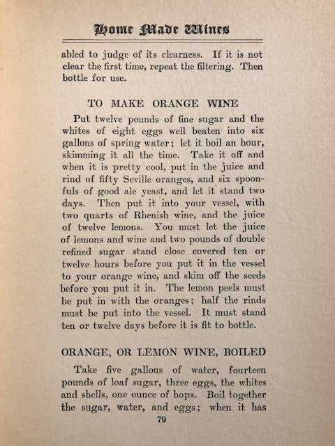 (Wine) Helen S. Wright. Old Time Recipes for Home Made Wines, Cordials and Liqueurs. on Sale