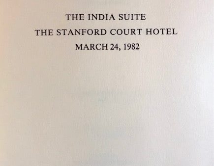 The Stanford Court Hotel. Annual Ladies Evening: The India Suite Menu Supply