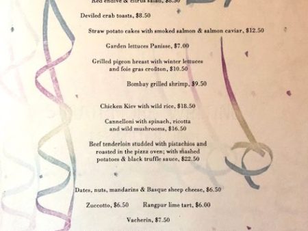 Chez Panisse. New Year s Eve 1990 Menu Online now