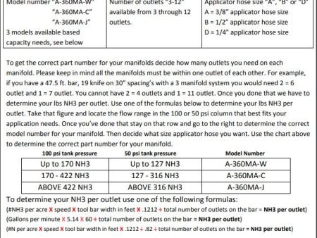 Continental NH3 Manifold:  A-360MA-C-3A Supply