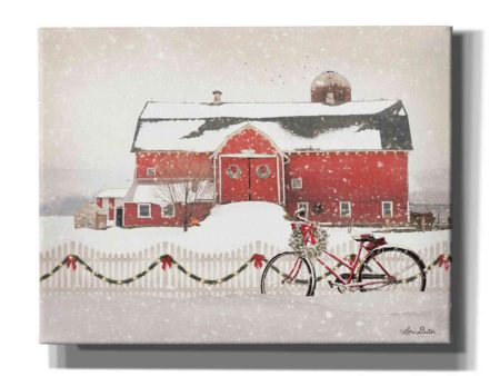 Christmas Barn and Bike  by Lori Deiter, Canvas Wall Art Hot on Sale