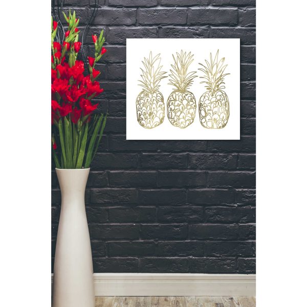 Three Golden Pineapples  by Linda Woods, Canvas Wall Art Discount