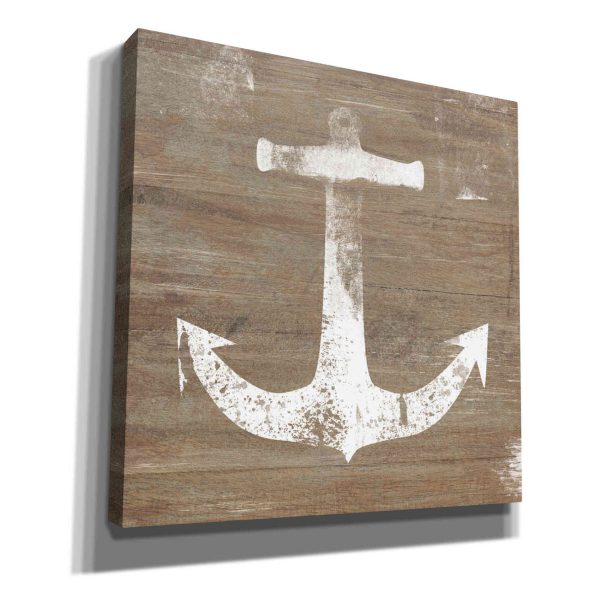 White Anchor on Natural  by Linda Woods, Canvas Wall Art Online Sale