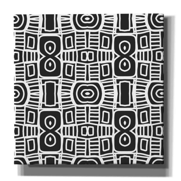 Black And White Boho Floral II  by Linda Woods, Canvas Wall Art For Sale