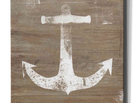 White Anchor on Natural  by Linda Woods, Canvas Wall Art Online Sale