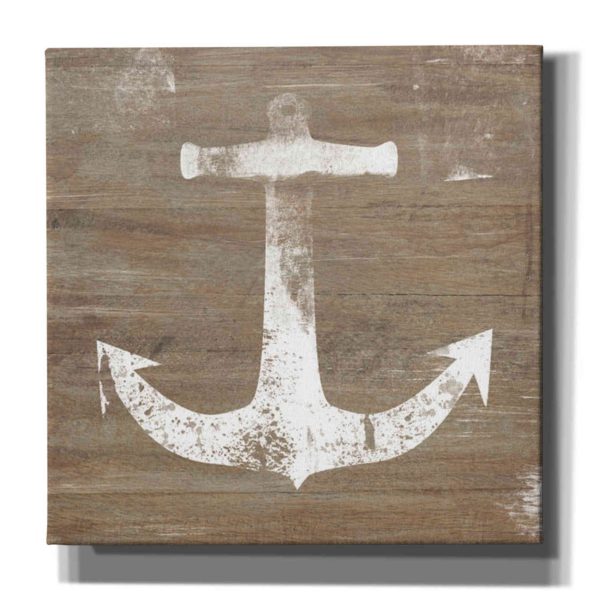 White Anchor on Natural  by Linda Woods, Canvas Wall Art Online Sale