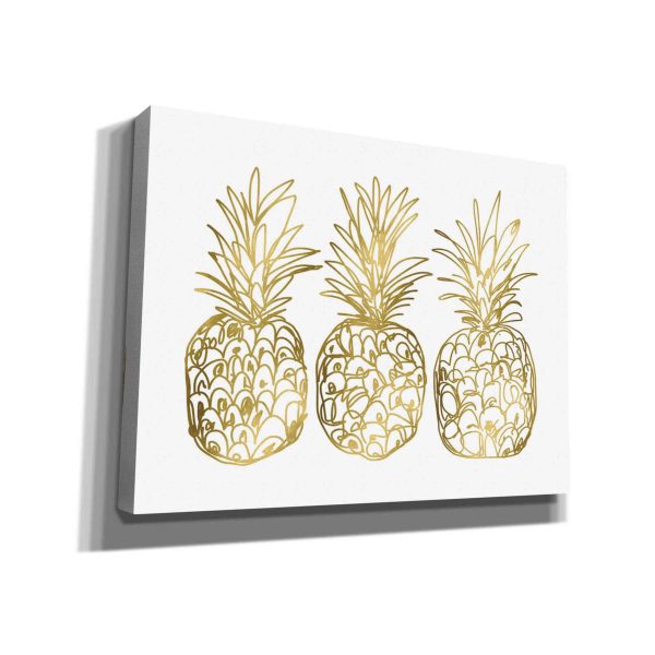 Three Golden Pineapples  by Linda Woods, Canvas Wall Art Discount