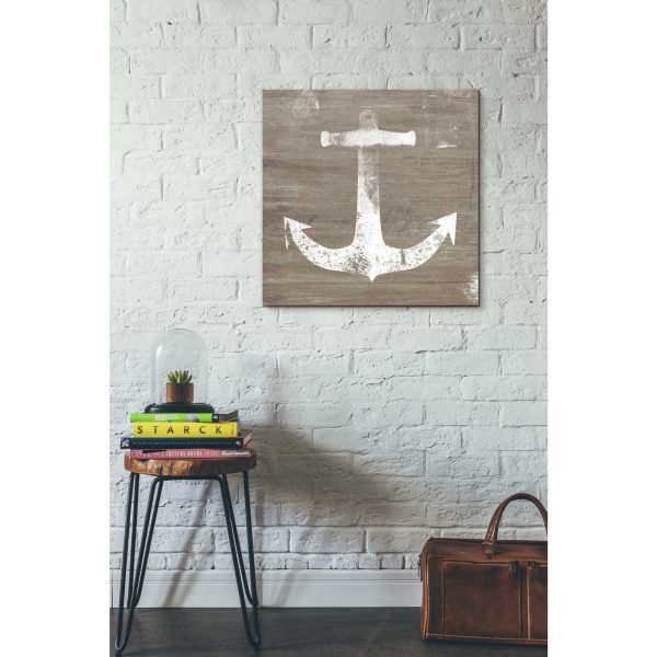 White Anchor on Natural  by Linda Woods, Canvas Wall Art Online Sale