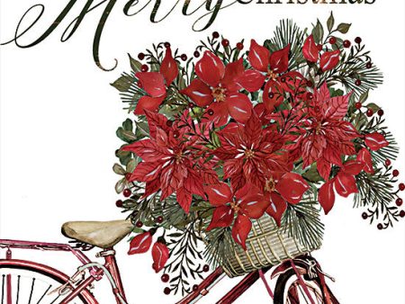 CIN3064 - Poinsettia Bicycle - 12x12 For Sale